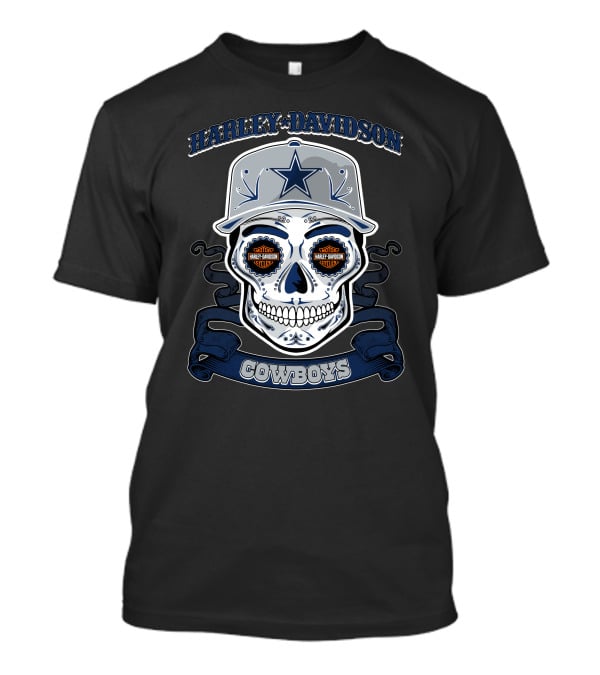 Harley Davidson Cowboys Skull Dallas Nfl T-Shirt