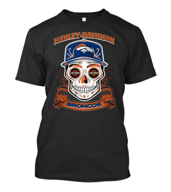 Harley Davidson Broncos Skull T-Shirt