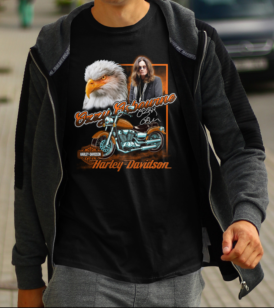 Ozzy Osbourne Harley Davidson Motorcycles Eagle And Motorcycle T-Shirt
