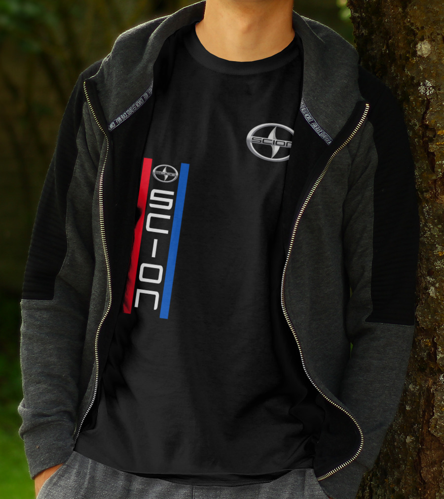 Scion Logo Vertical Red Blue Stripe T-Shirt