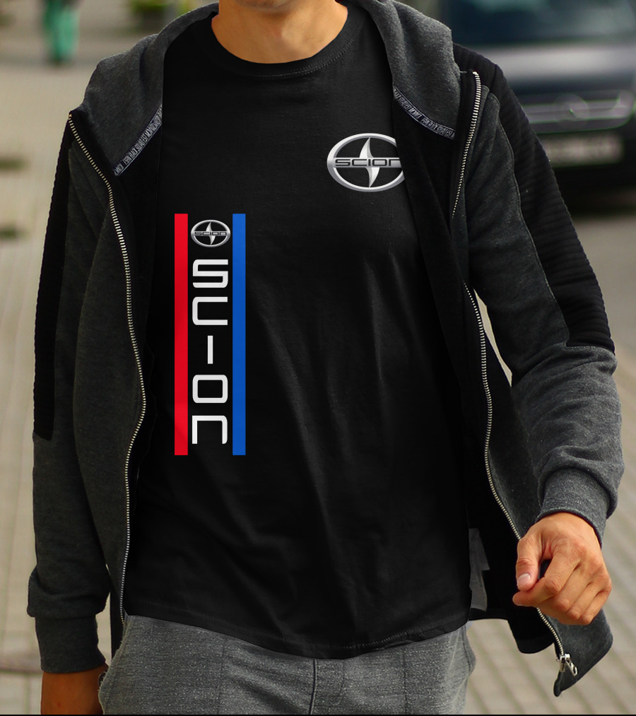 Scion Logo Vertical Red Blue Stripe T-Shirt