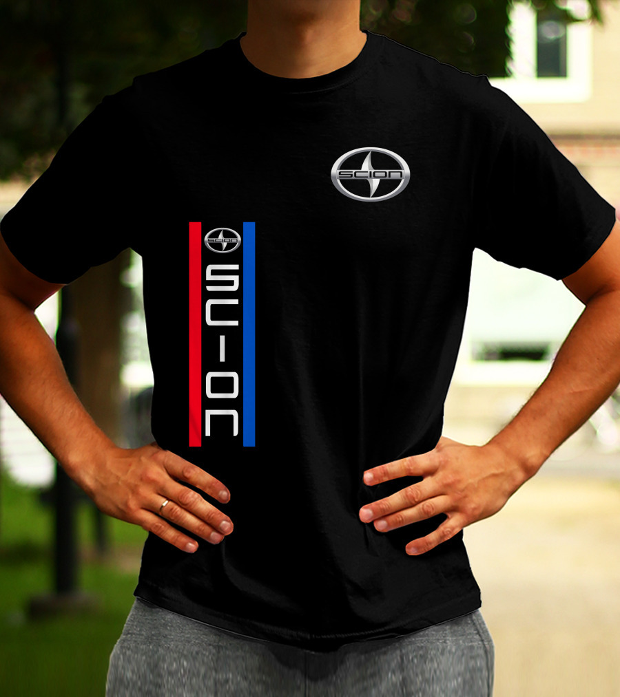 Scion Logo Vertical Red Blue Stripe T-Shirt
