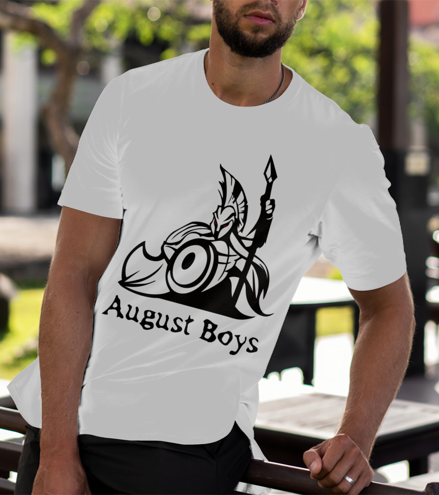 August Boys Warrior Spartan Shield Spear T-Shirt