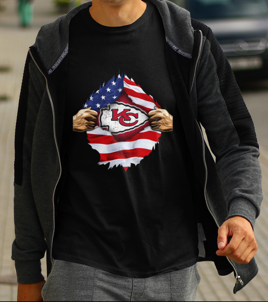 Kansas City Chiefs American Flag Emblem T-Shirt