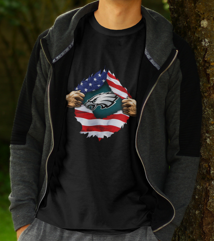 Philadelphia Eagles American Flag Rip T-Shirt