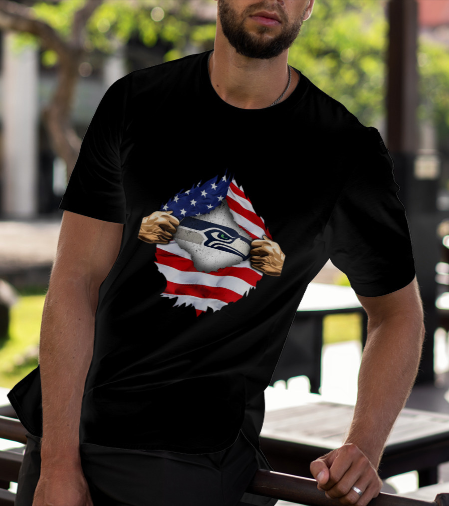 Seattle Seahawks American Flag Pride T-Shirt
