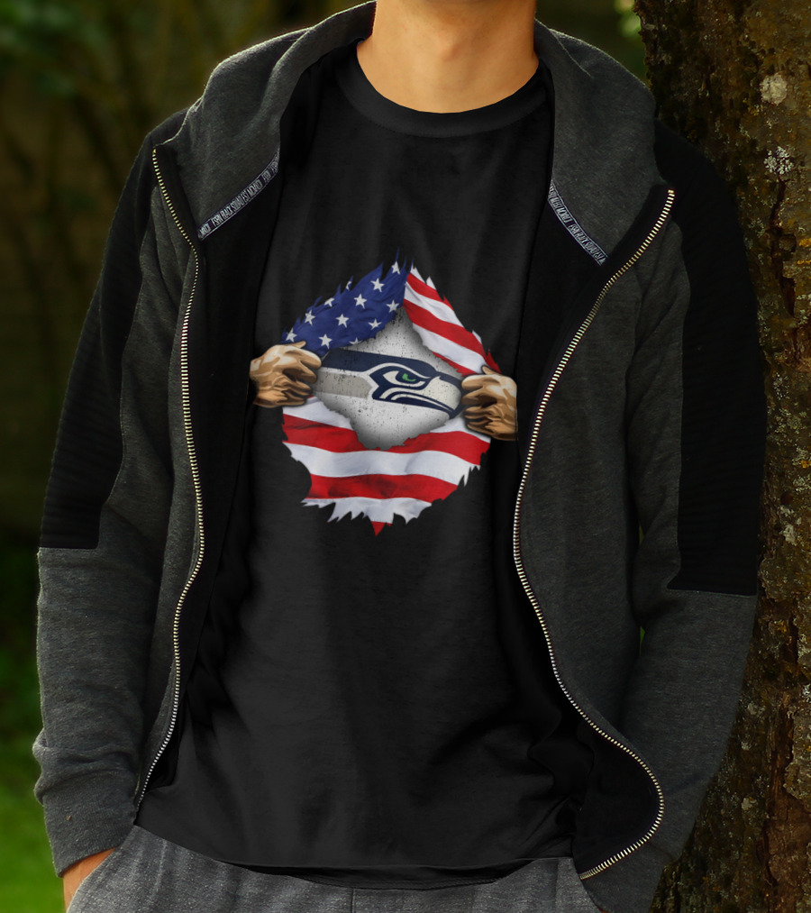 Seattle Seahawks American Flag Pride T-Shirt