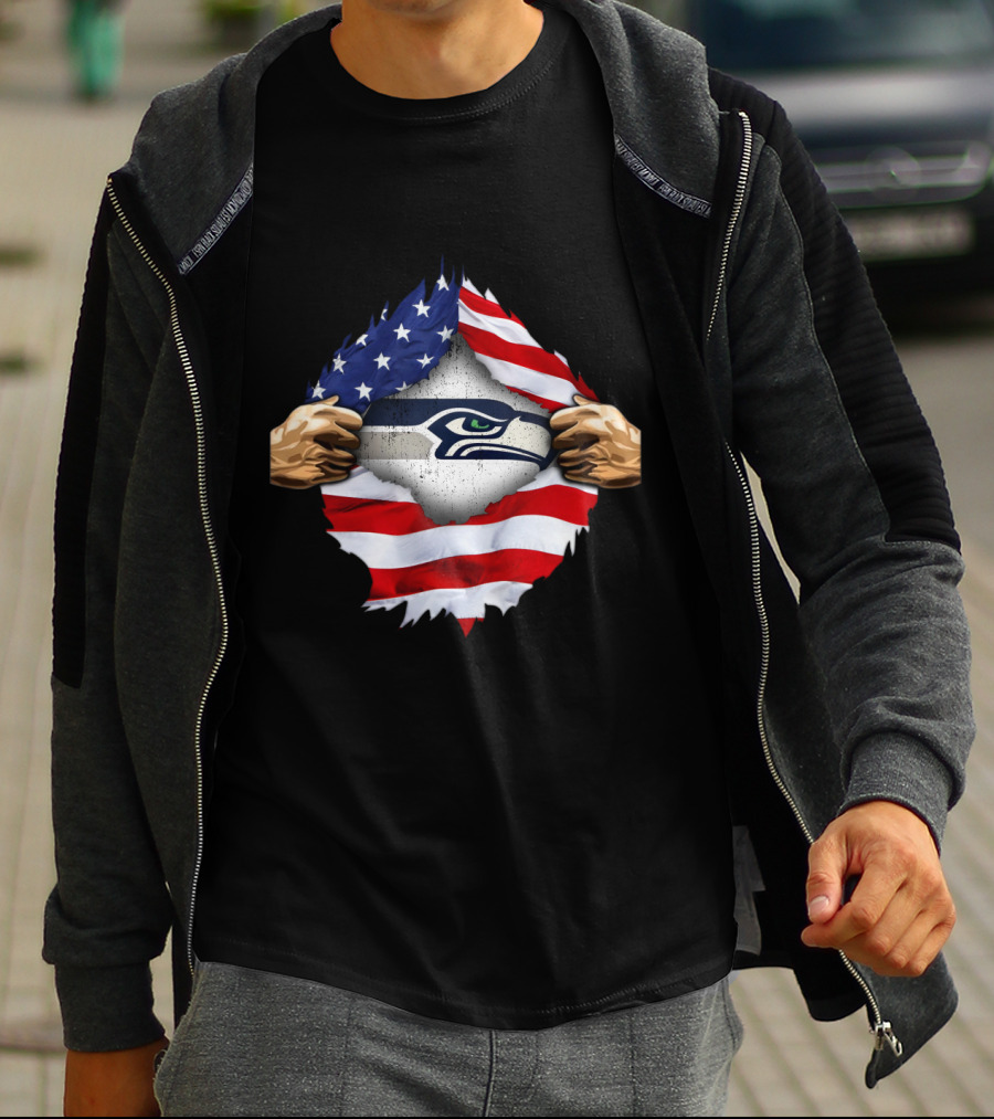 Seattle Seahawks American Flag Pride T-Shirt
