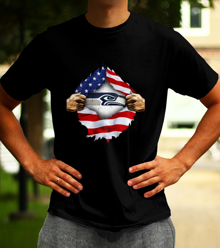 Seattle Seahawks American Flag Pride T-Shirt