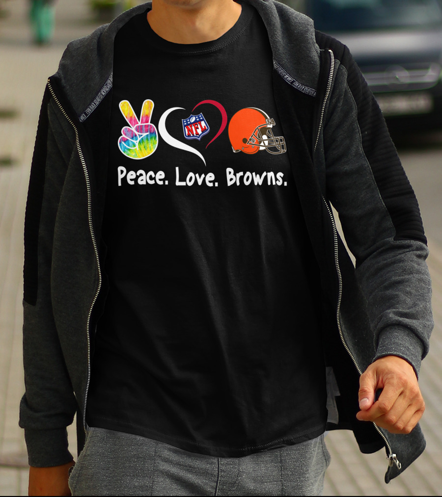 Peace Love NFL Browns Helmet T-Shirt