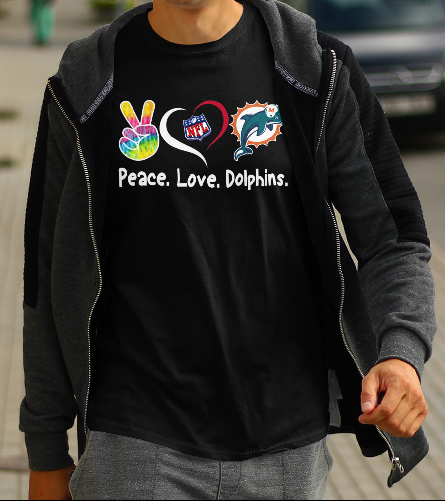 Peace Love NFL Miami Dolphins T-Shirt