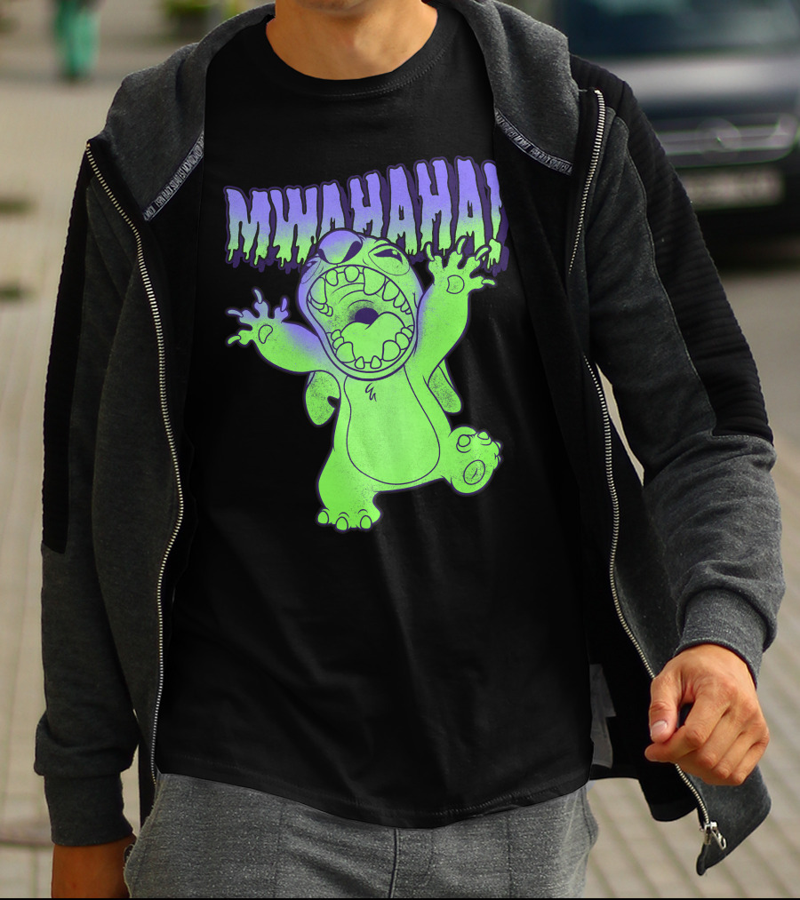 Disney Stitch Halloween Mwahaha Green Glow T-Shirt
