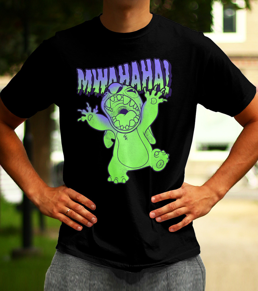 Disney Stitch Halloween Mwahaha Green Glow T-Shirt