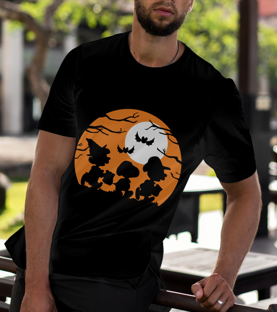 Peanuts Halloween Trick Or Treat Moonlit Bats T-Shirt