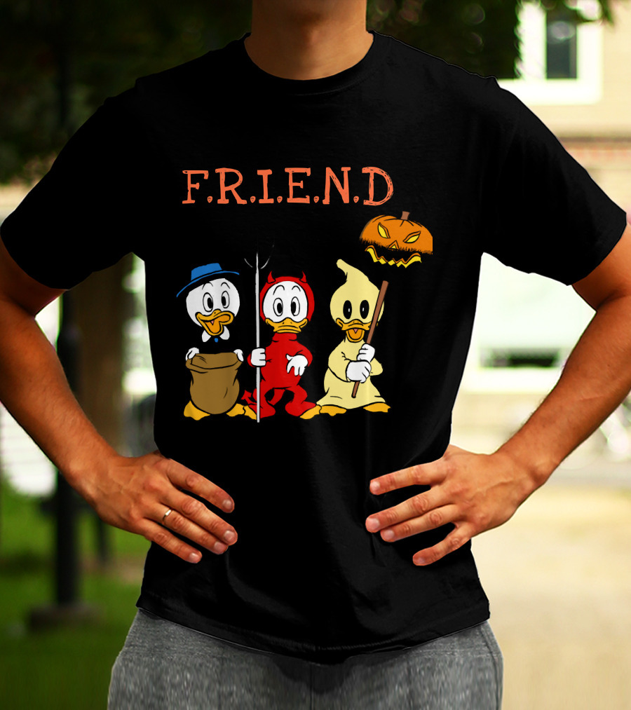 Disney Donald Duck Halloween F.R.I.E.N.D Ghost Devil Pumpkin T-Shirt