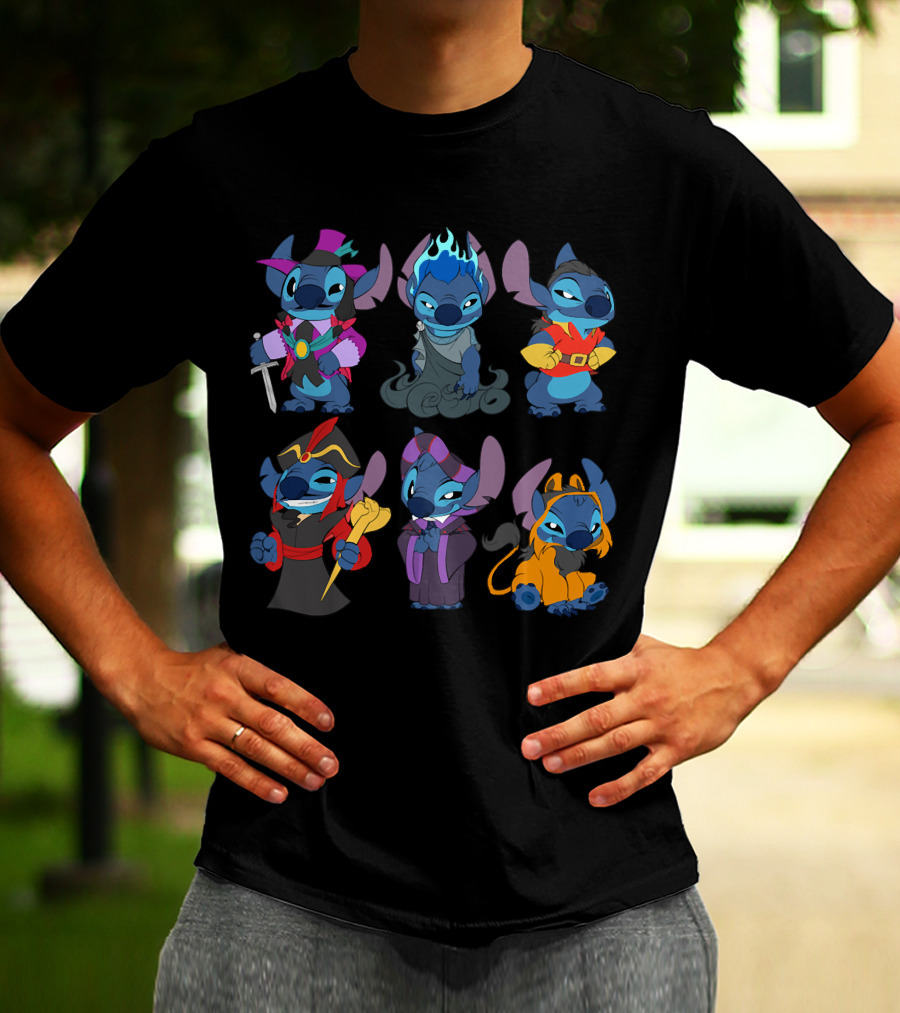 Halloween Time Stitch In Disney Villain Costumes T-Shirt