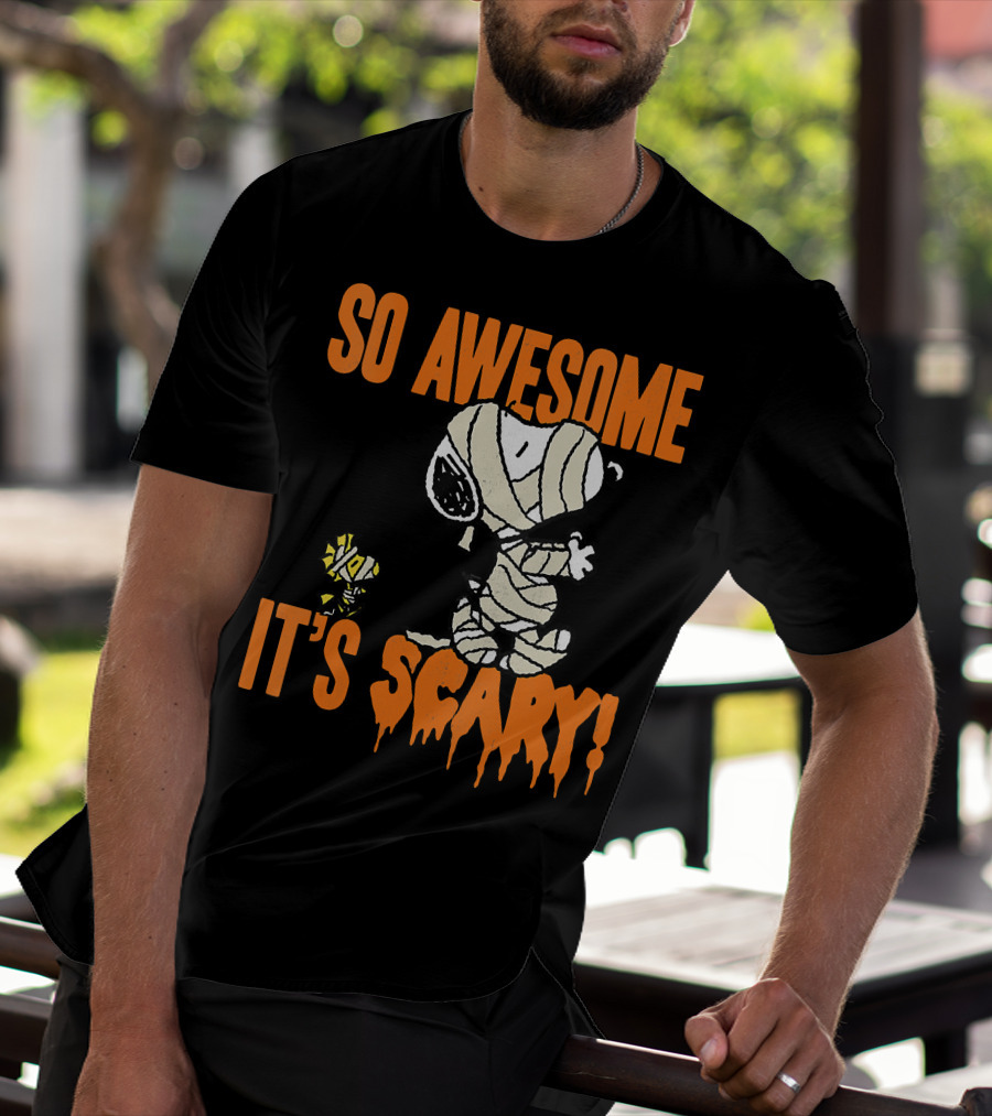 So Awesome It's Scary Halloween Snoopy Mummy T-Shirt
