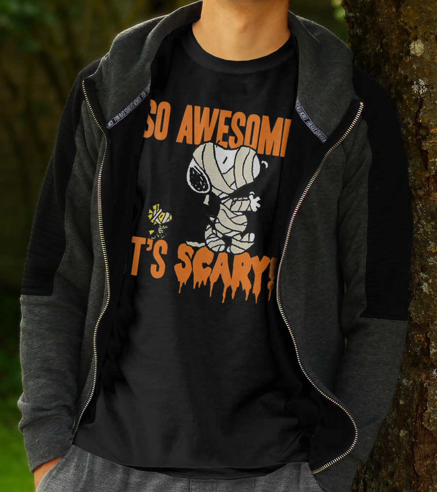 So Awesome It's Scary Halloween Snoopy Mummy T-Shirt