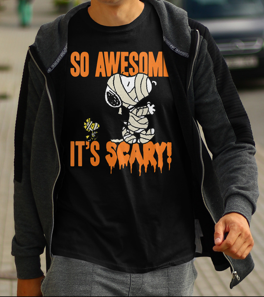 So Awesome It's Scary Halloween Snoopy Mummy T-Shirt