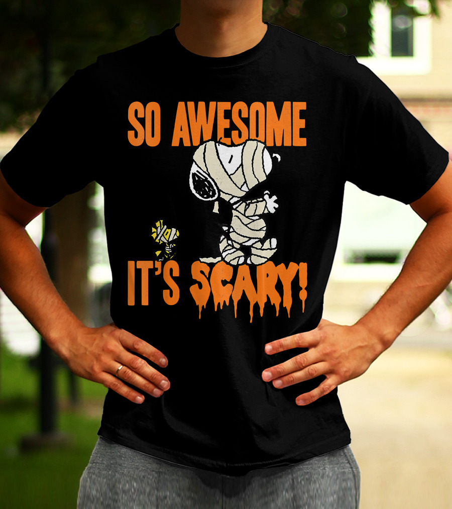 So Awesome It's Scary Halloween Snoopy Mummy T-Shirt