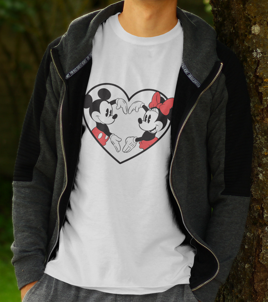 Mickey Minnie Heart Hands Love Gesture Iconic Couple T-Shirt