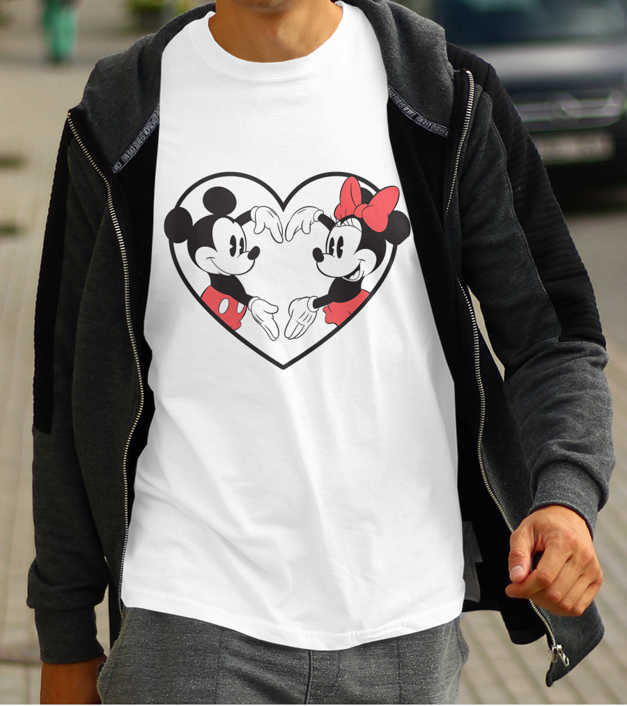 Mickey Minnie Heart Hands Love Gesture Iconic Couple T-Shirt