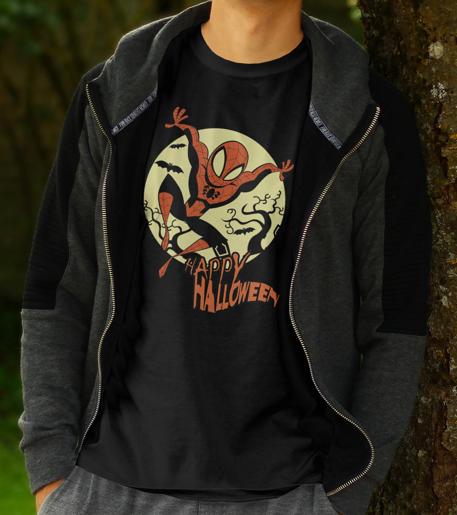 Spider Man Happy Halloween Moonlight T-Shirt