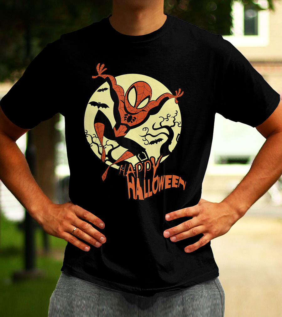 Spider Man Happy Halloween Moonlight T-Shirt