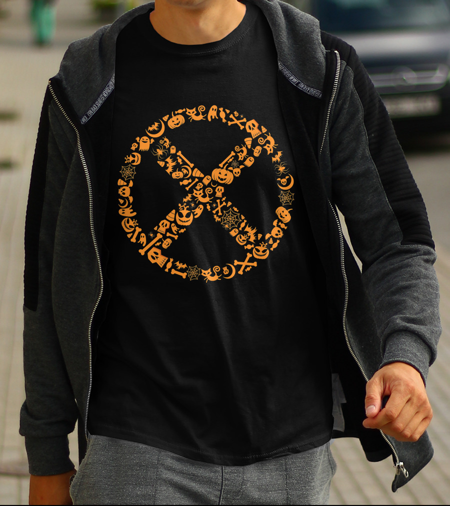 Marvel X Men Halloween Pumpkin Spiderweb Skull T-Shirt