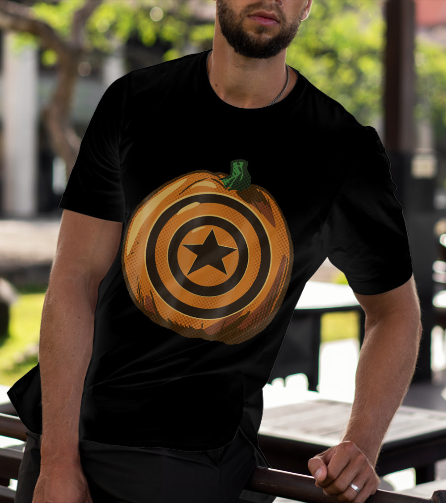 Capt America Shield Pumpkin Halloween T-Shirt