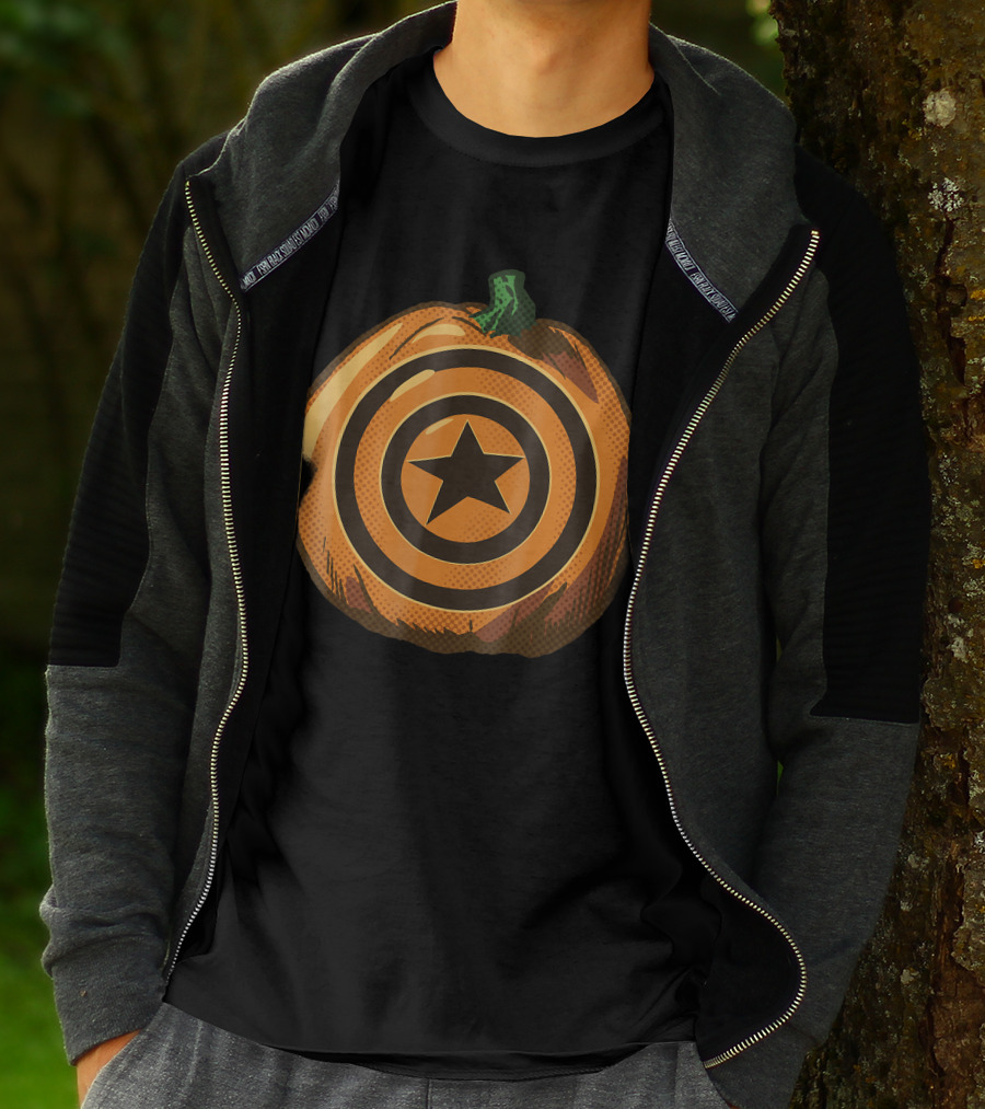 Capt America Shield Pumpkin Halloween T-Shirt