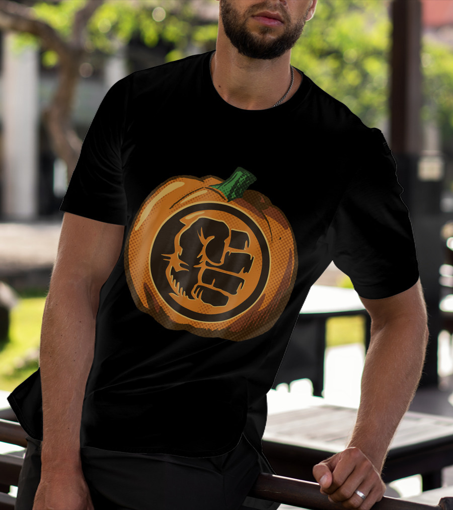 Hulk Fist Pumpkin Halloween Fusion In Comic T-Shirt