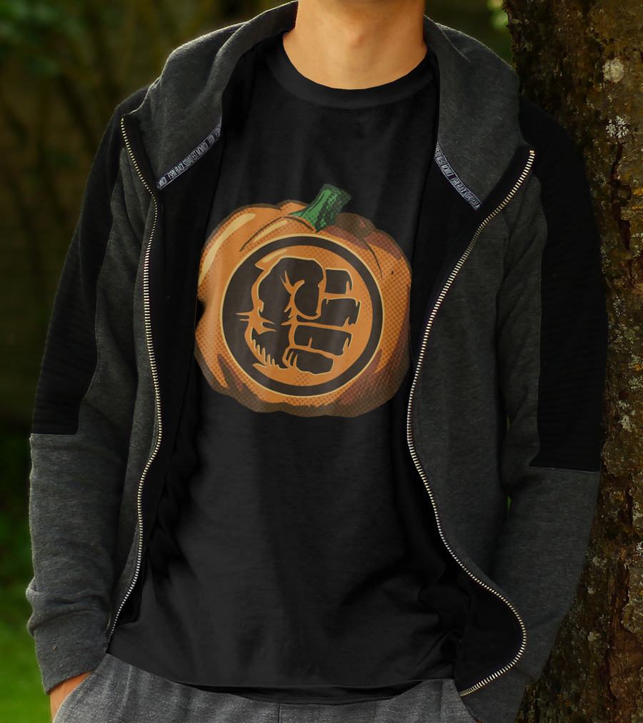 Hulk Fist Pumpkin Halloween Fusion In Comic T-Shirt