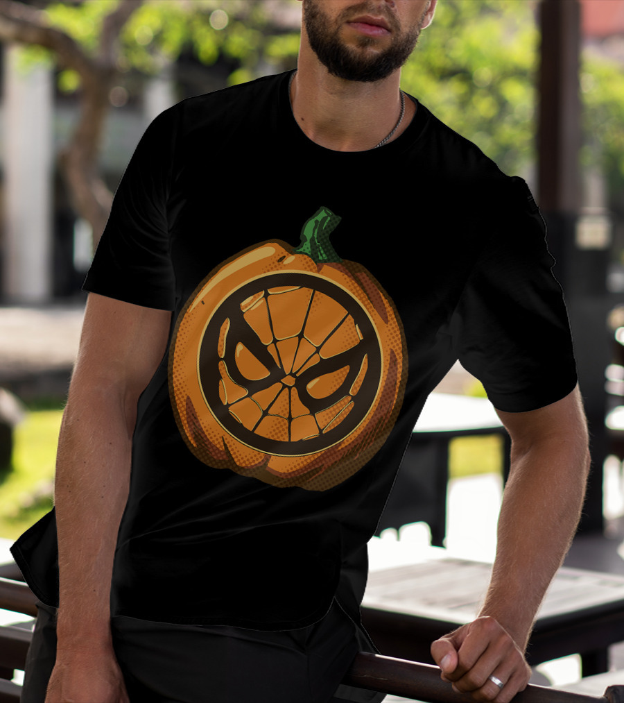 Spider Man Halloween Pumpkin Face Carving T-Shirt
