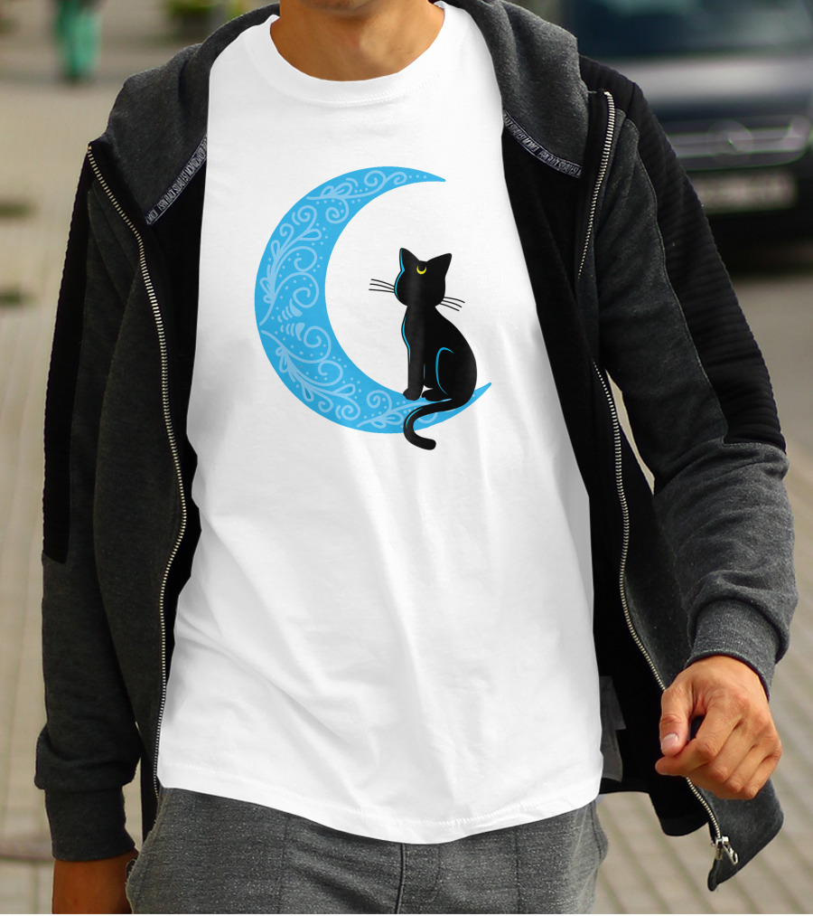 Black Cat Crescent Moon Sailor Guardian T-Shirt