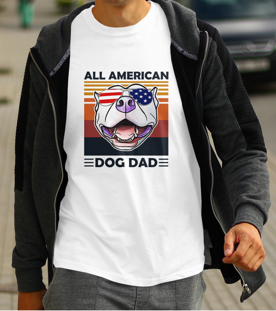 All American Dog Dad Patriotic Pitbull Eyewear T-Shirt