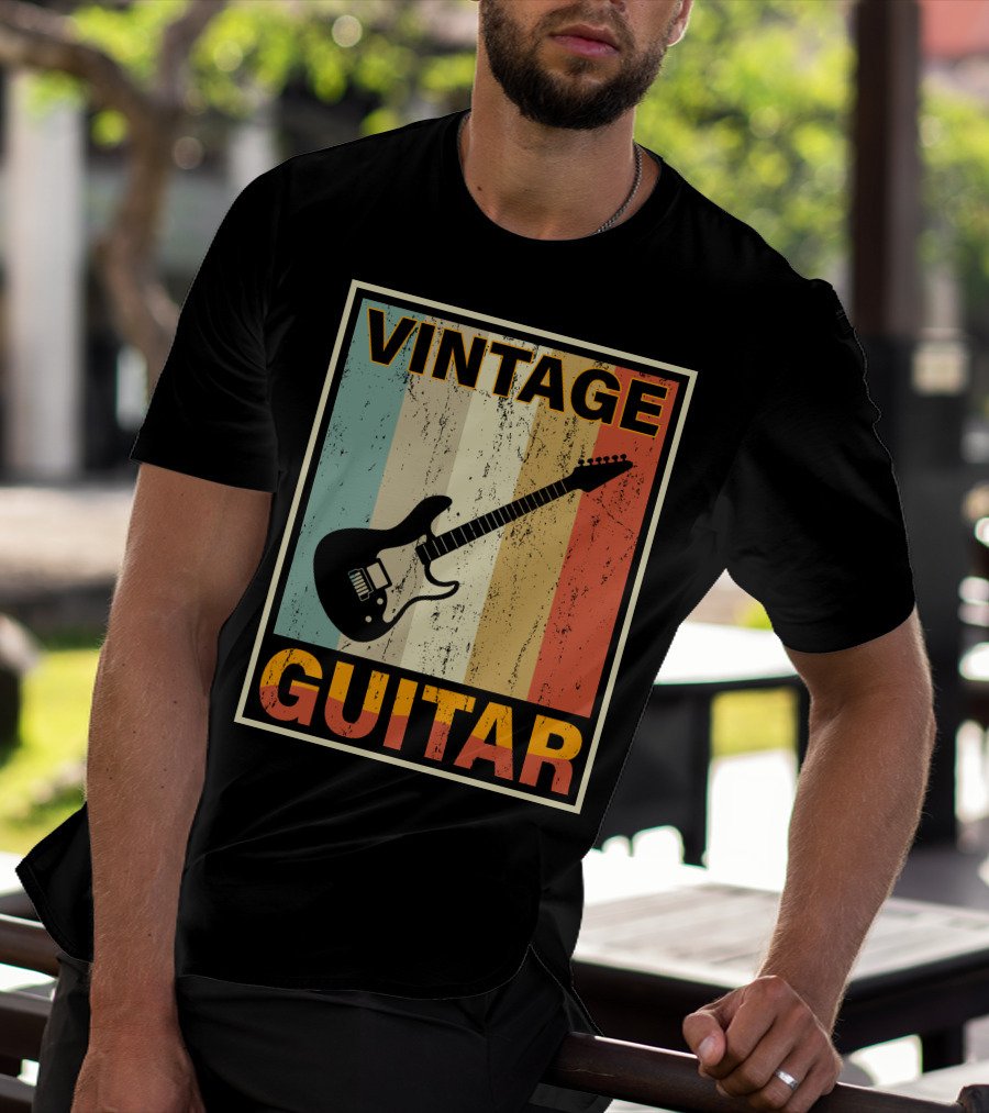 VINTAGE GUITAR RETRO STRIPES ELECTRIC T-Shirt