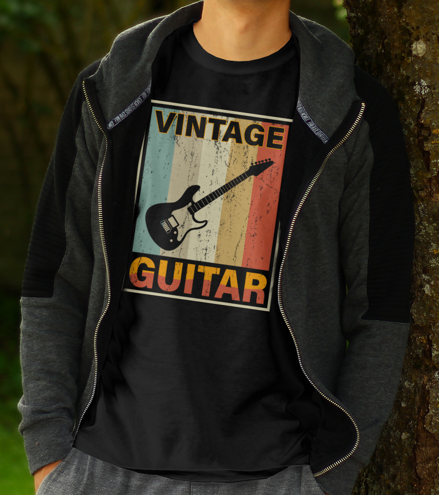 VINTAGE GUITAR RETRO STRIPES ELECTRIC T-Shirt