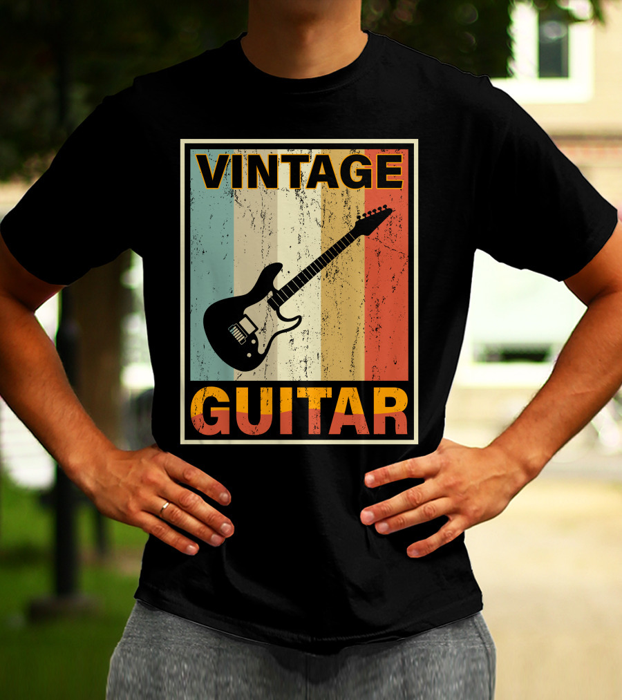 VINTAGE GUITAR RETRO STRIPES ELECTRIC T-Shirt