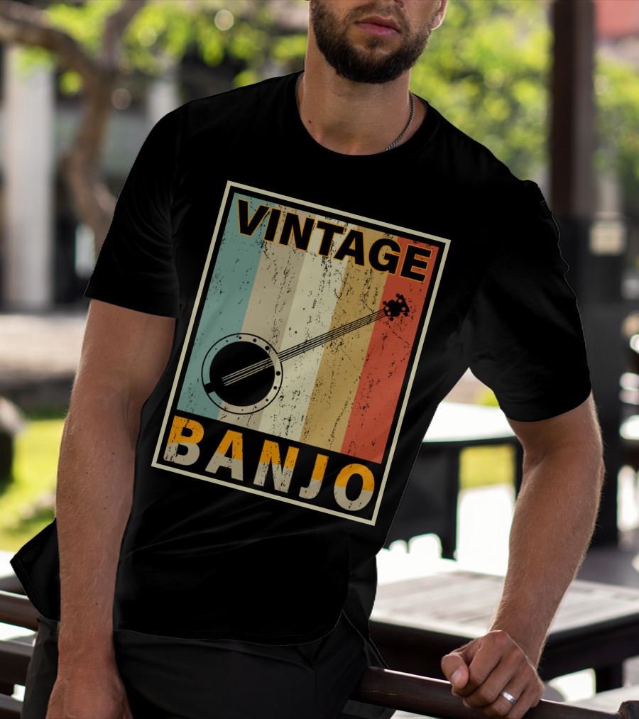 Vintage Banjo Retro Stripes T-Shirt