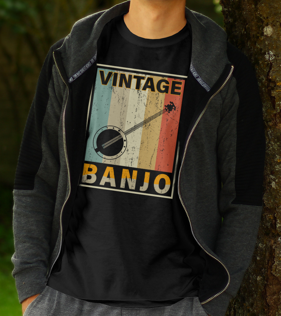 Vintage Banjo Retro Stripes T-Shirt