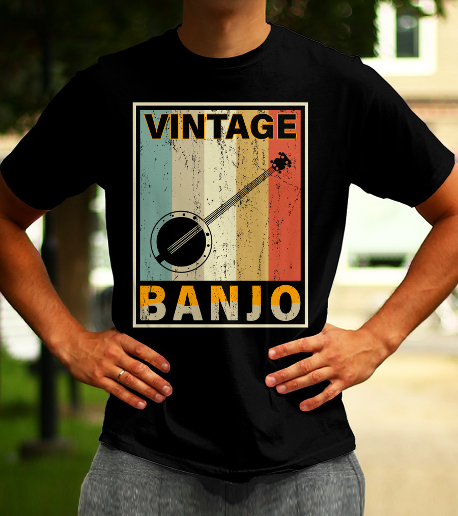 Vintage Banjo Retro Stripes T-Shirt