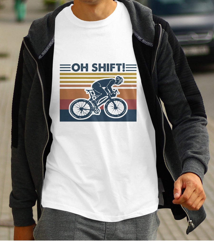Oh Shift Cycling Retro Stripes T-Shirt