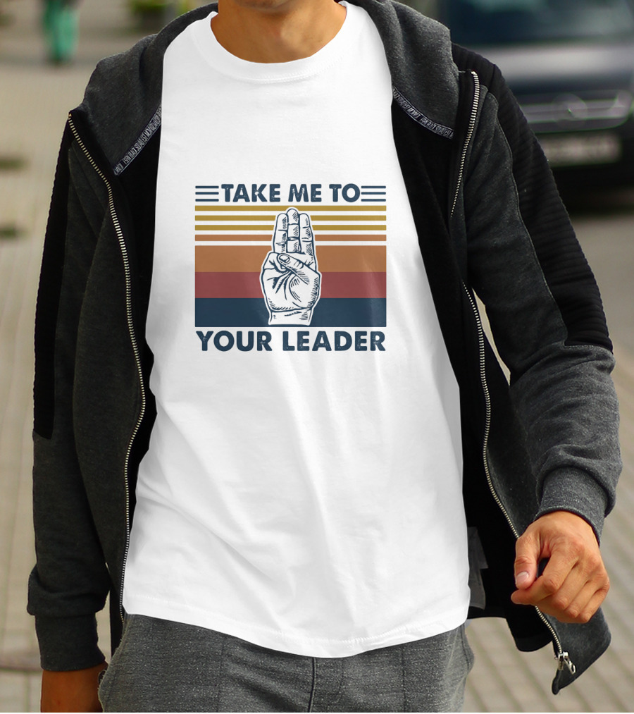 Take Me To Your Leader Retro Scout Hand Signal T-Shirt