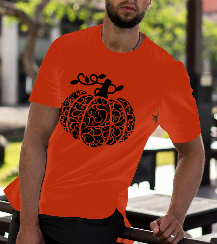 Fall Pumpkin Swirly Pumpkin Women Cute Fall T-Shirt