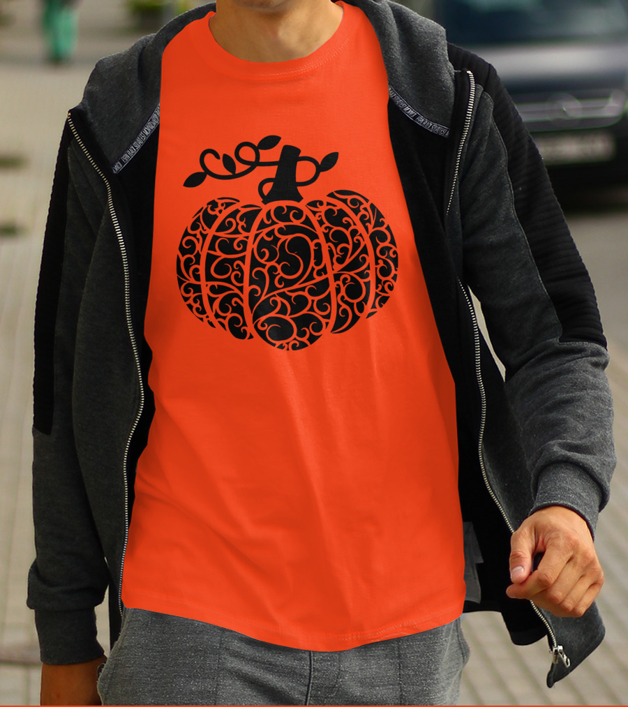 Fall Pumpkin Swirly Pumpkin Women Cute Fall T-Shirt