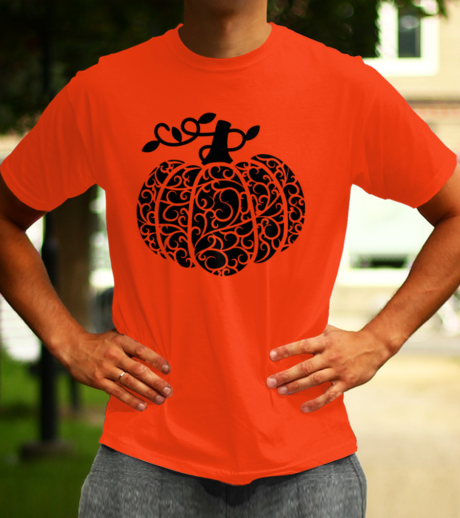 Fall Pumpkin Swirly Pumpkin Women Cute Fall T-Shirt