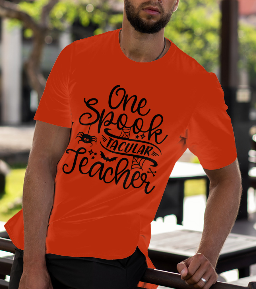 One Spooktacular Teacher Halloween Spider And Bat T-Shirt