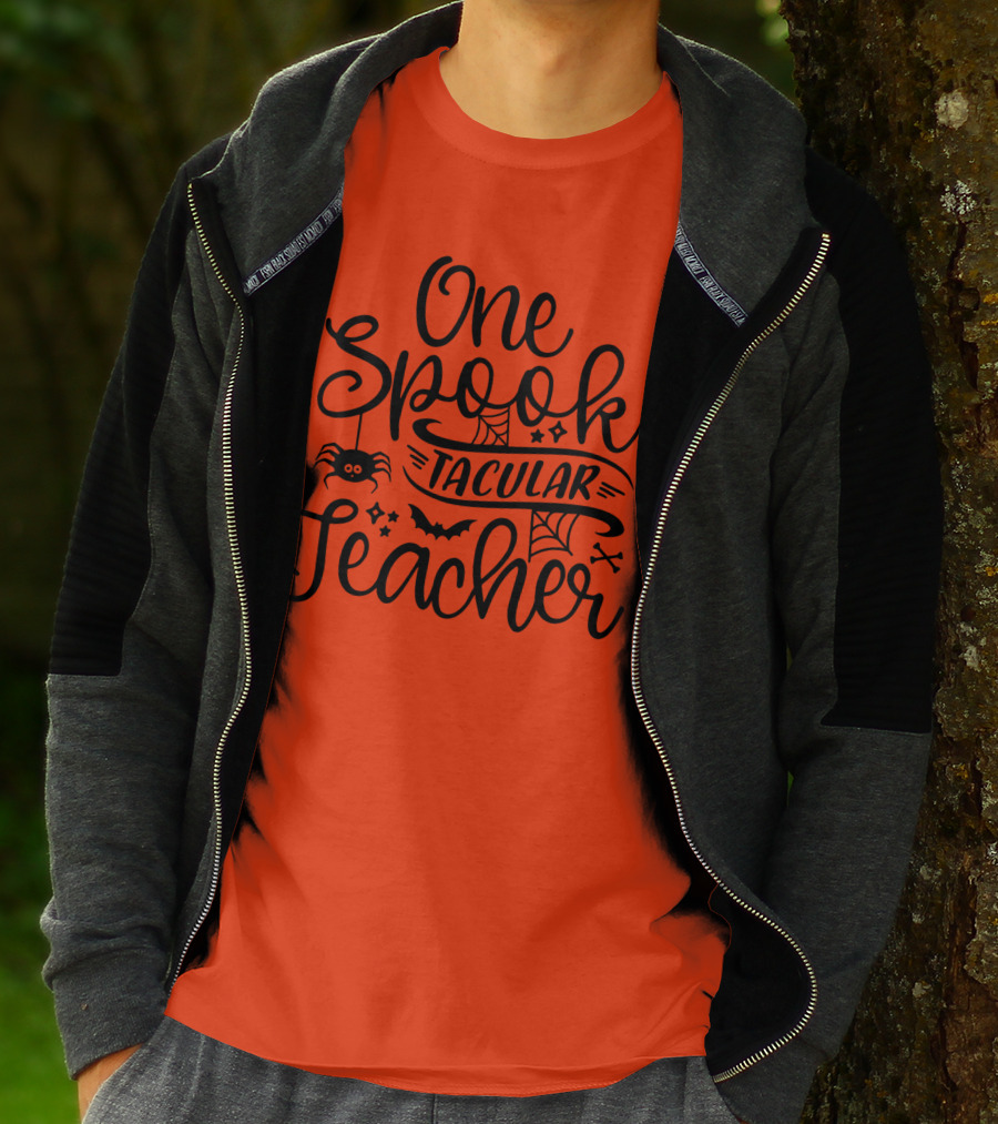 One Spooktacular Teacher Halloween Spider And Bat T-Shirt