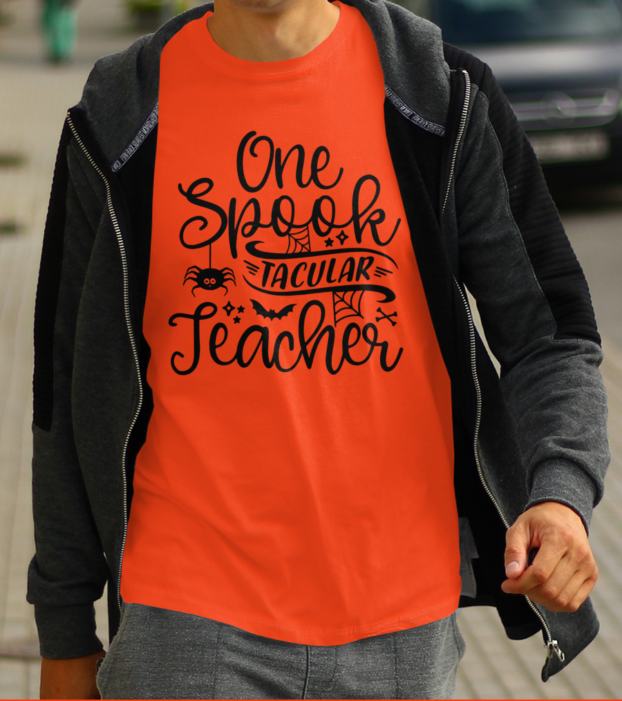One Spooktacular Teacher Halloween Spider And Bat T-Shirt